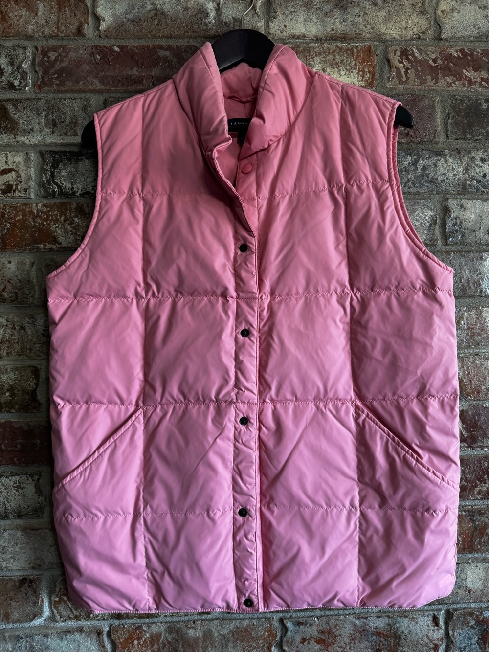Lands' End goose down and feathers Soft Pink Quilted Puffer Vest